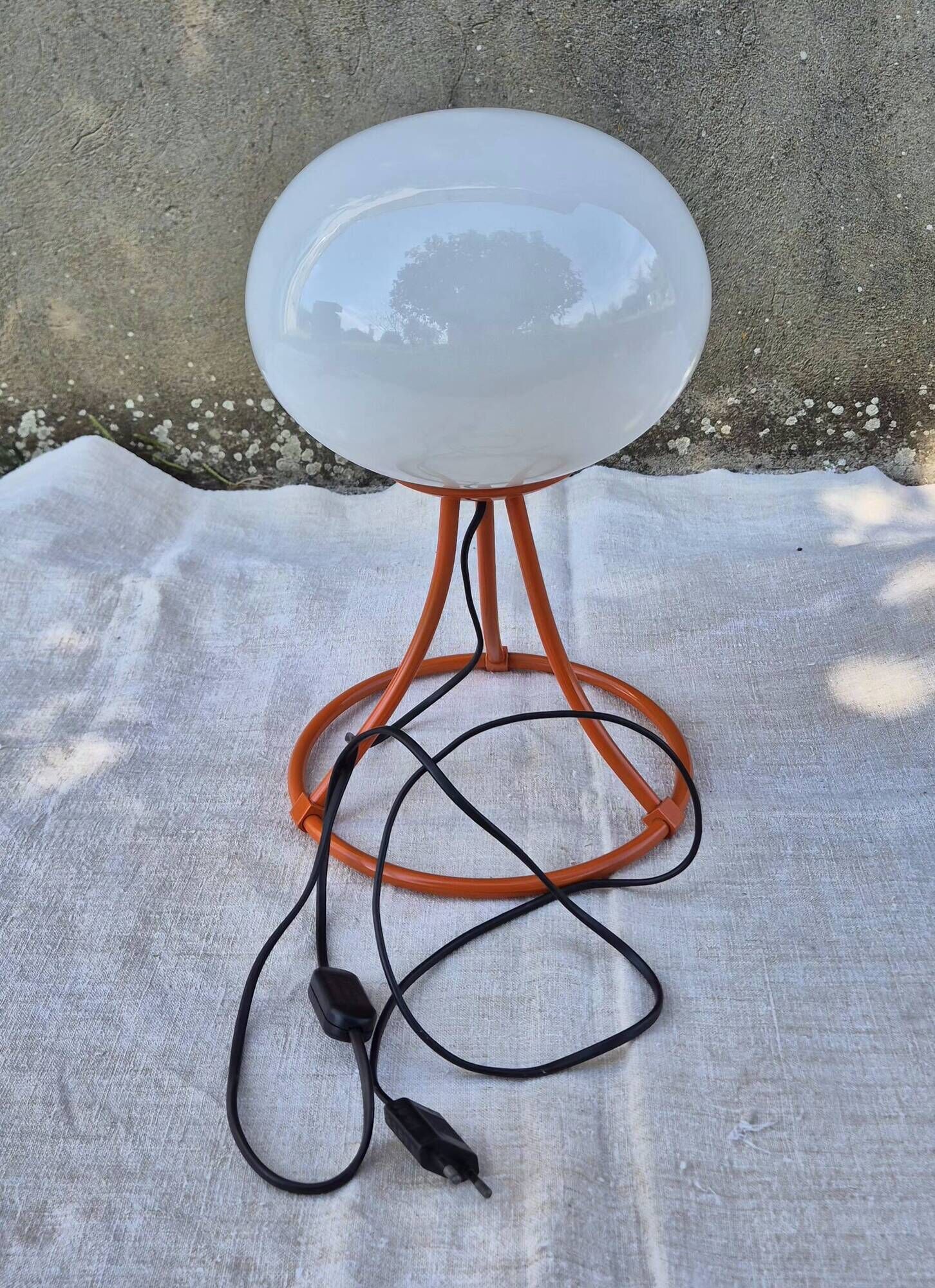 Vintage Space Age orange opaline table lamp 70s