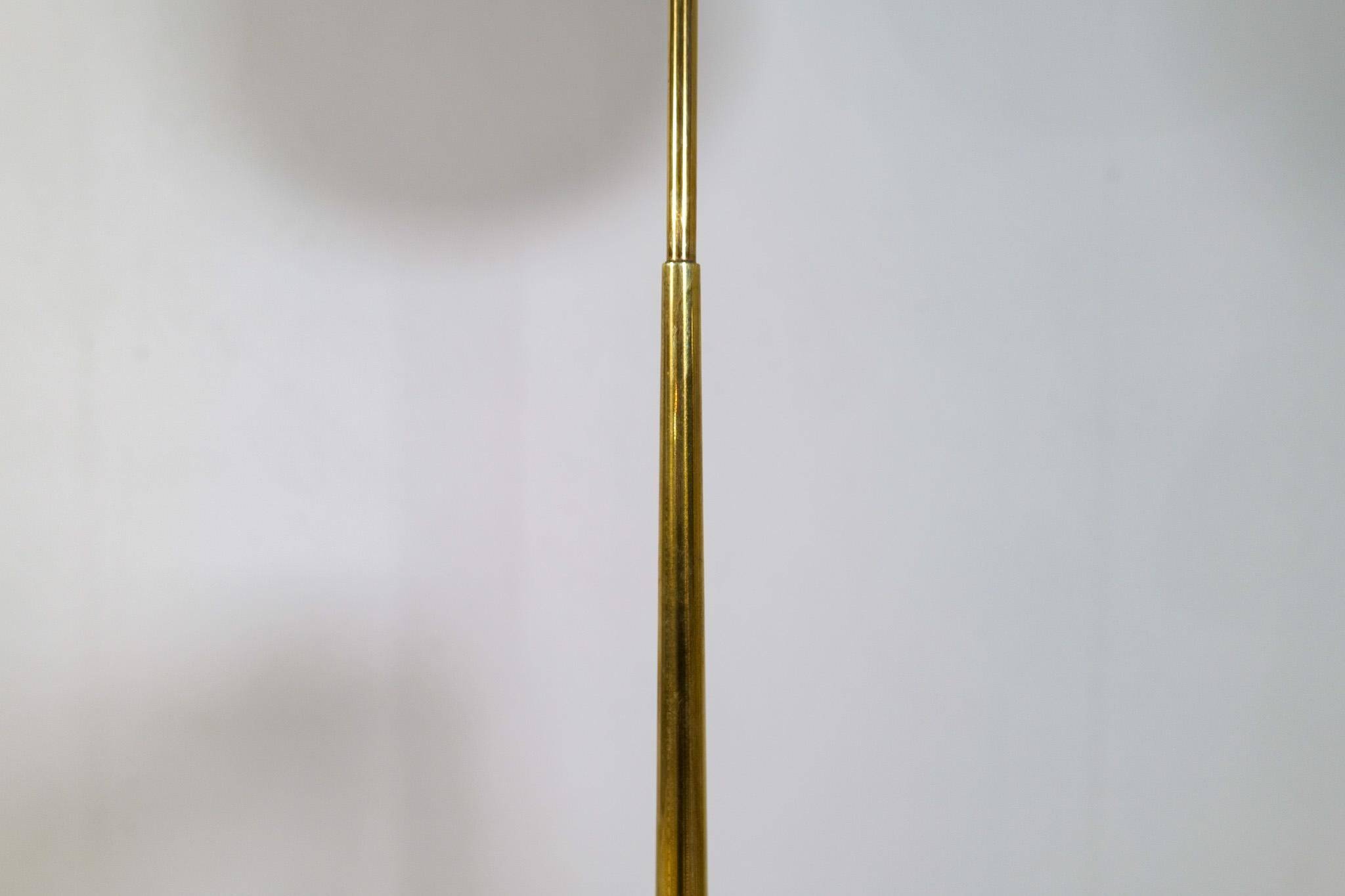 Modern mid-century brass floor lamp ASEA with round cotton shade, Sweden, 1960s