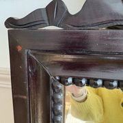 Large antique wooden mirror with sculpted pediment in boho style 118x57cm