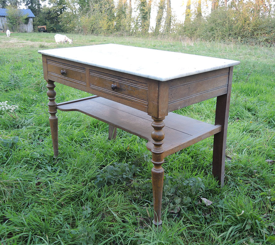 Wooden and marble desk