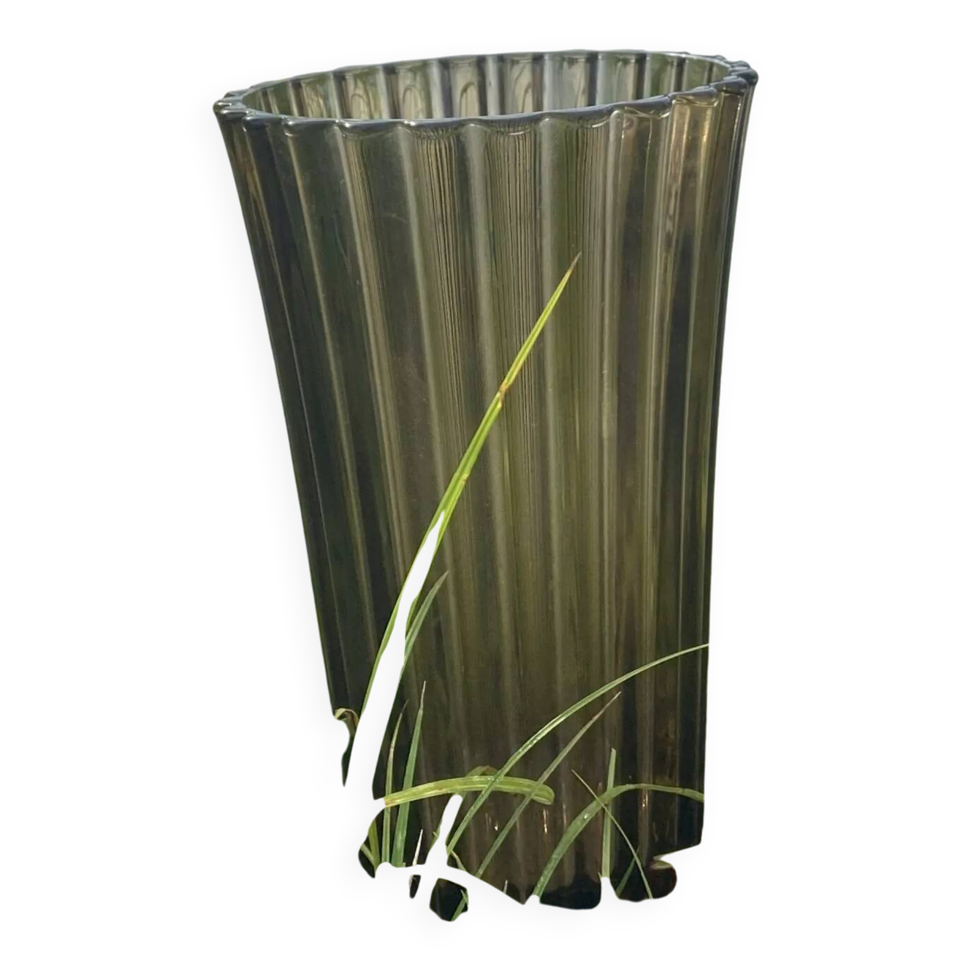 Large Art Deco smoked glass vase – height 32 cm