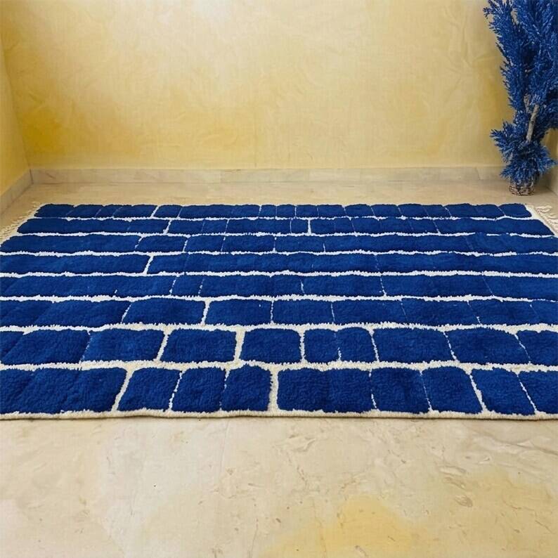 Blue Moroccan Berber rug in wool 200cm x 300cm