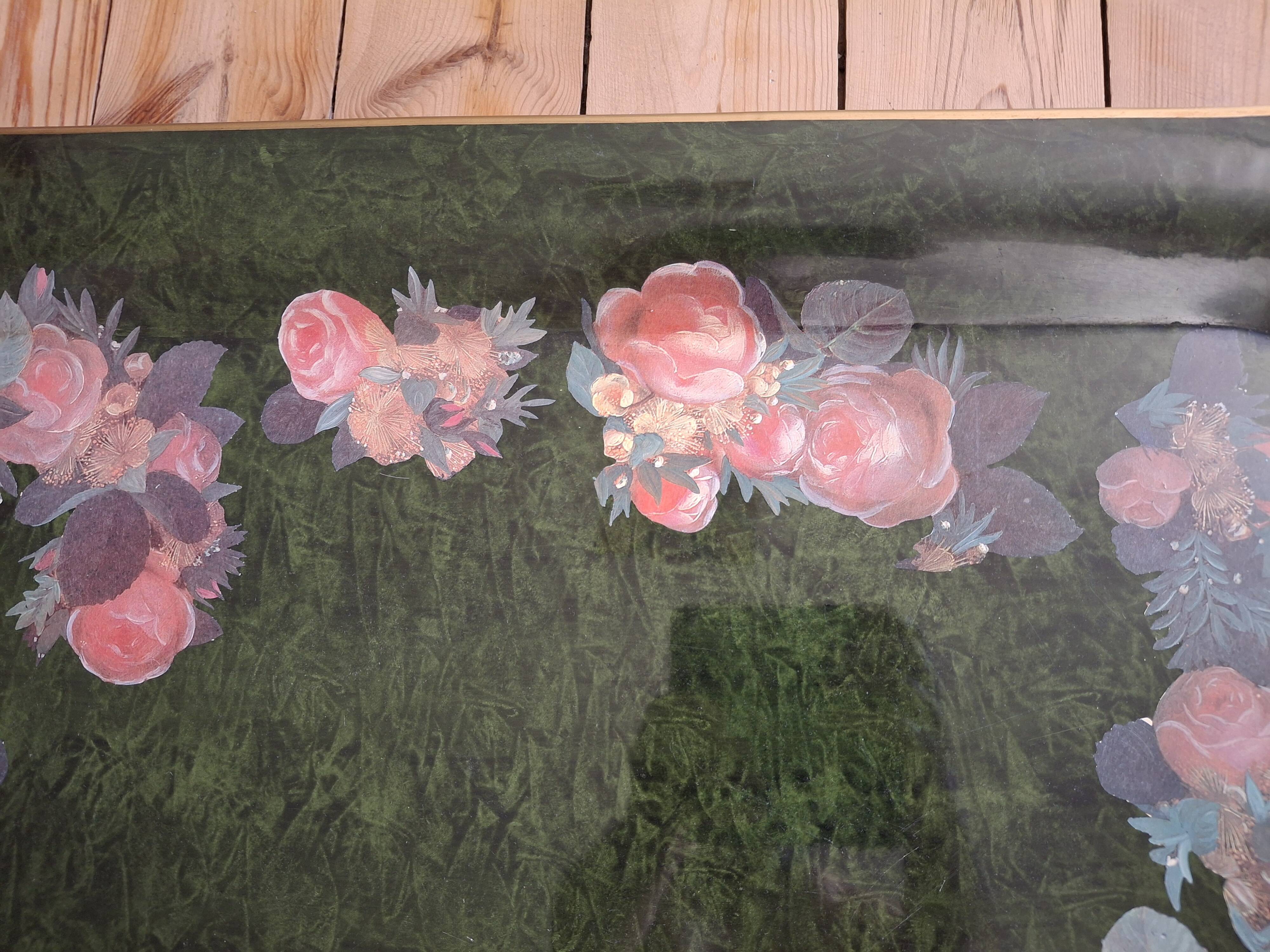 Large painted metal serving tray with handles 74.7 X 55.5 cm