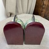 Serres-livres vintage en bois, mappemondes rotatives