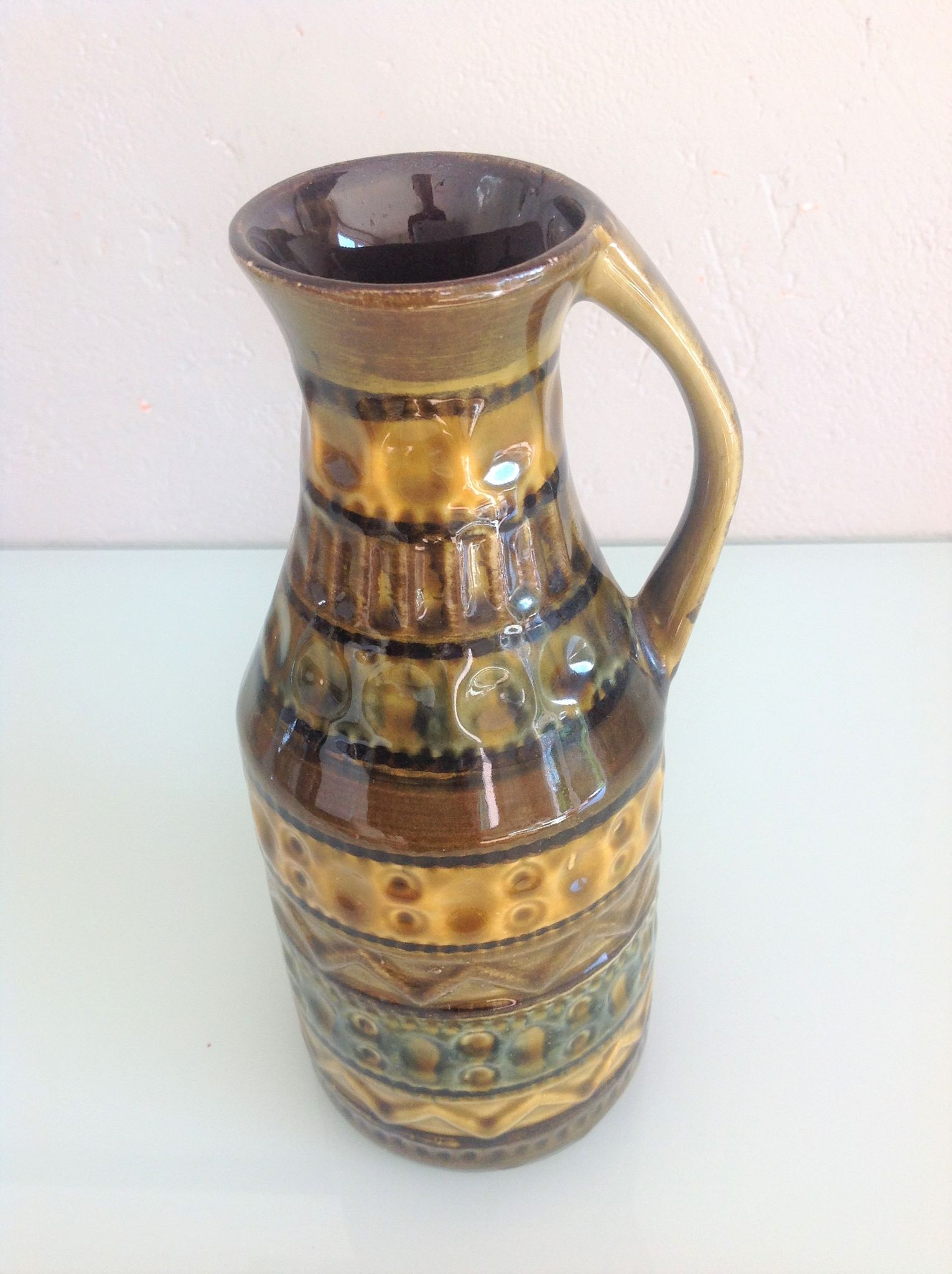 Polychrome ceramic soliflore vase by Bay Keramik / vintage 60s-70s