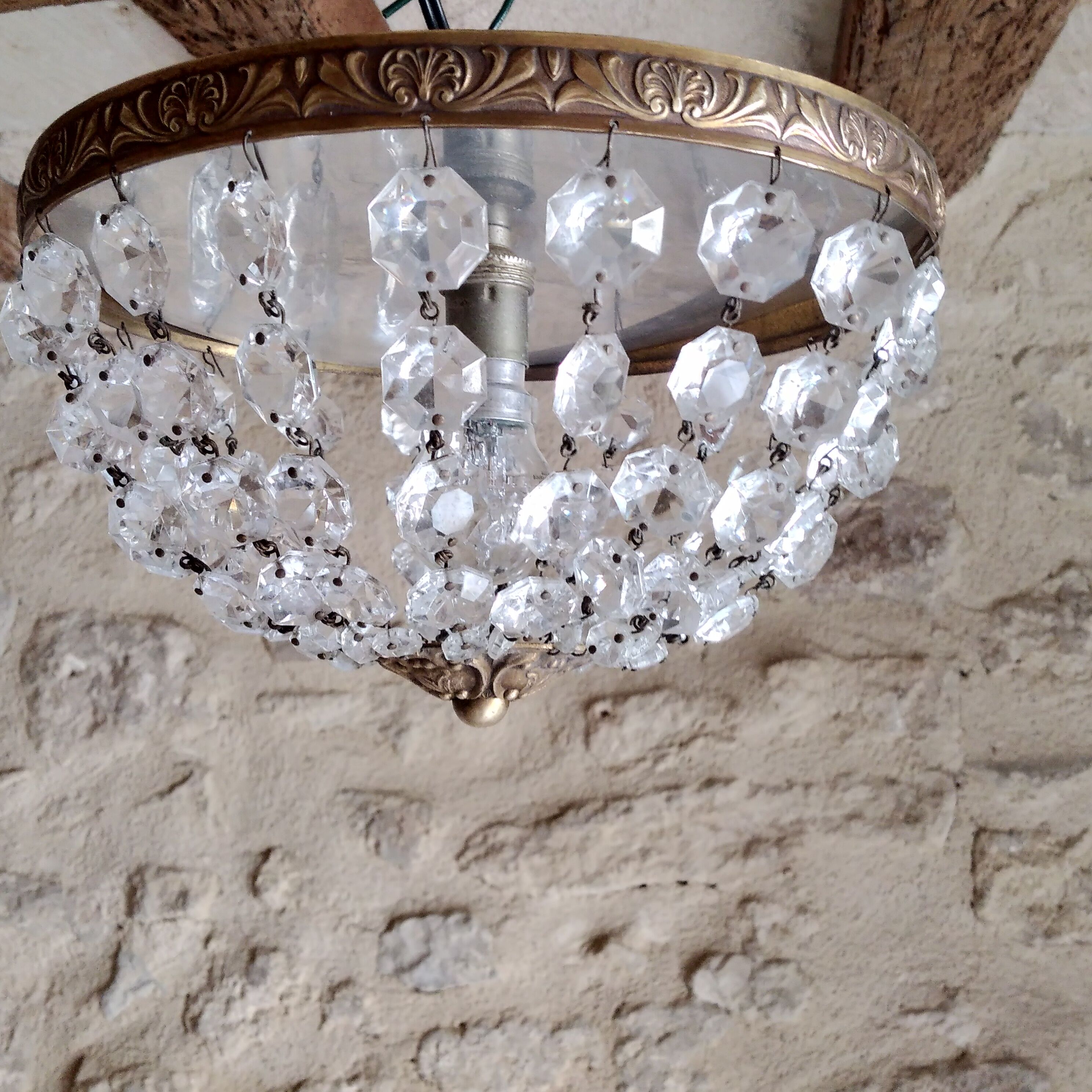 Crystal pendeloques basket ceiling light