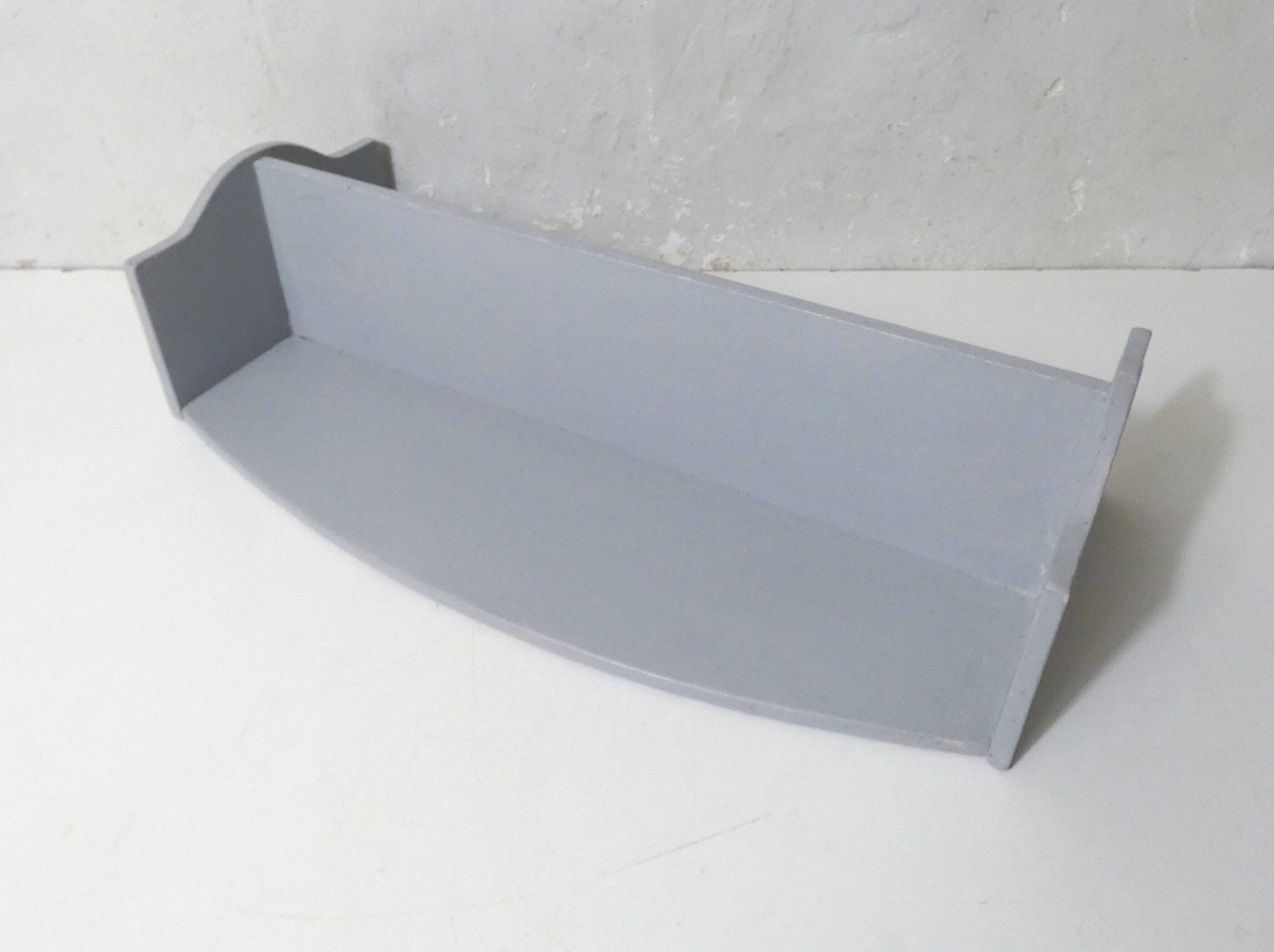 vintage grey painted wooden coat rack shelf
