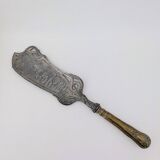 Large Art Nouveau serving shovel in white metal and gilded brass 30 cm