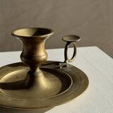 Antique gold hand candlestick with a handle fixed by 3 rivets H8 D13