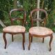 2 Louis Philippe chairs in curved solid wood and ecru fabric