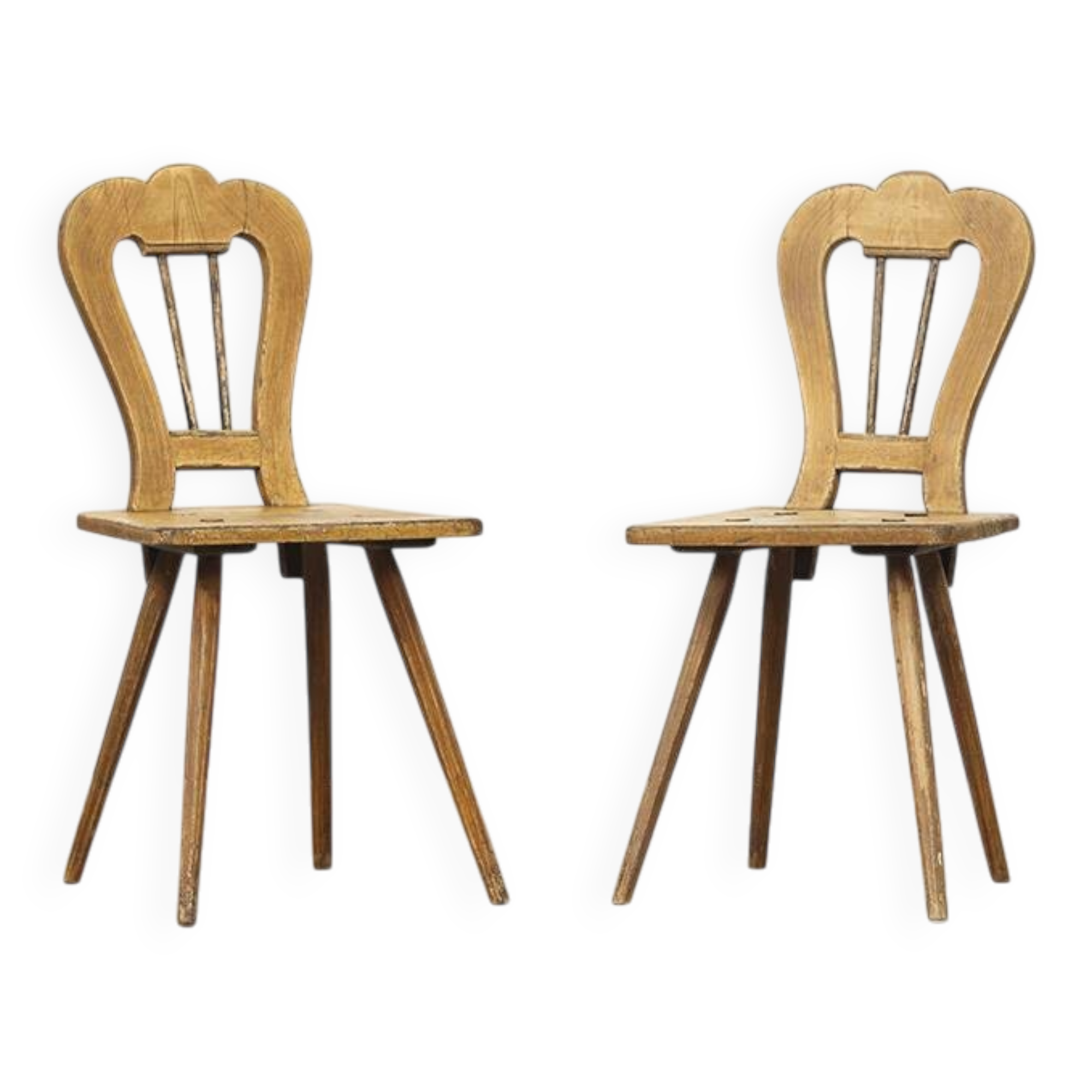 19th century antique painted primitive mountain chairs