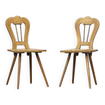 Chaises de montagne primitives peintes antiques du 19ème siècle