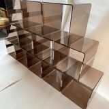 Set of 12 Michel Dumas lockers, smoked plexiglass and chrome insert.