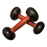 Pair of dumbbells, 2kg x 2, anni 30-40, cast iron and wood