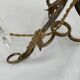 Paire lampes, bougeoirs 3 feux, shabby chic, pampilles en verre, pendeloques, abat-jour tissu plissé