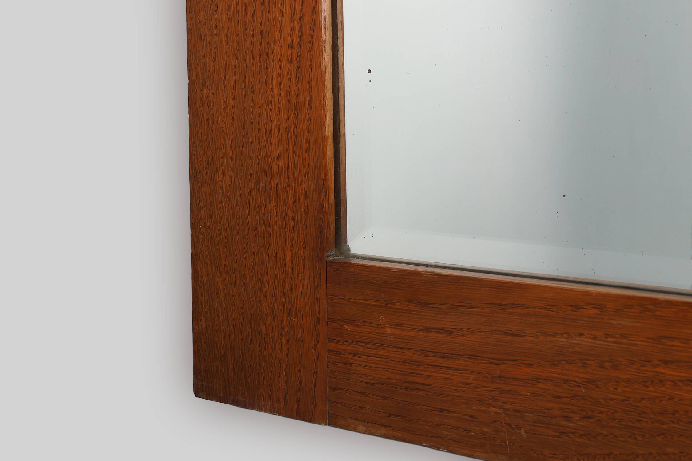 French Art Deco Oak Mirror with Fluted Panel, circa 1930