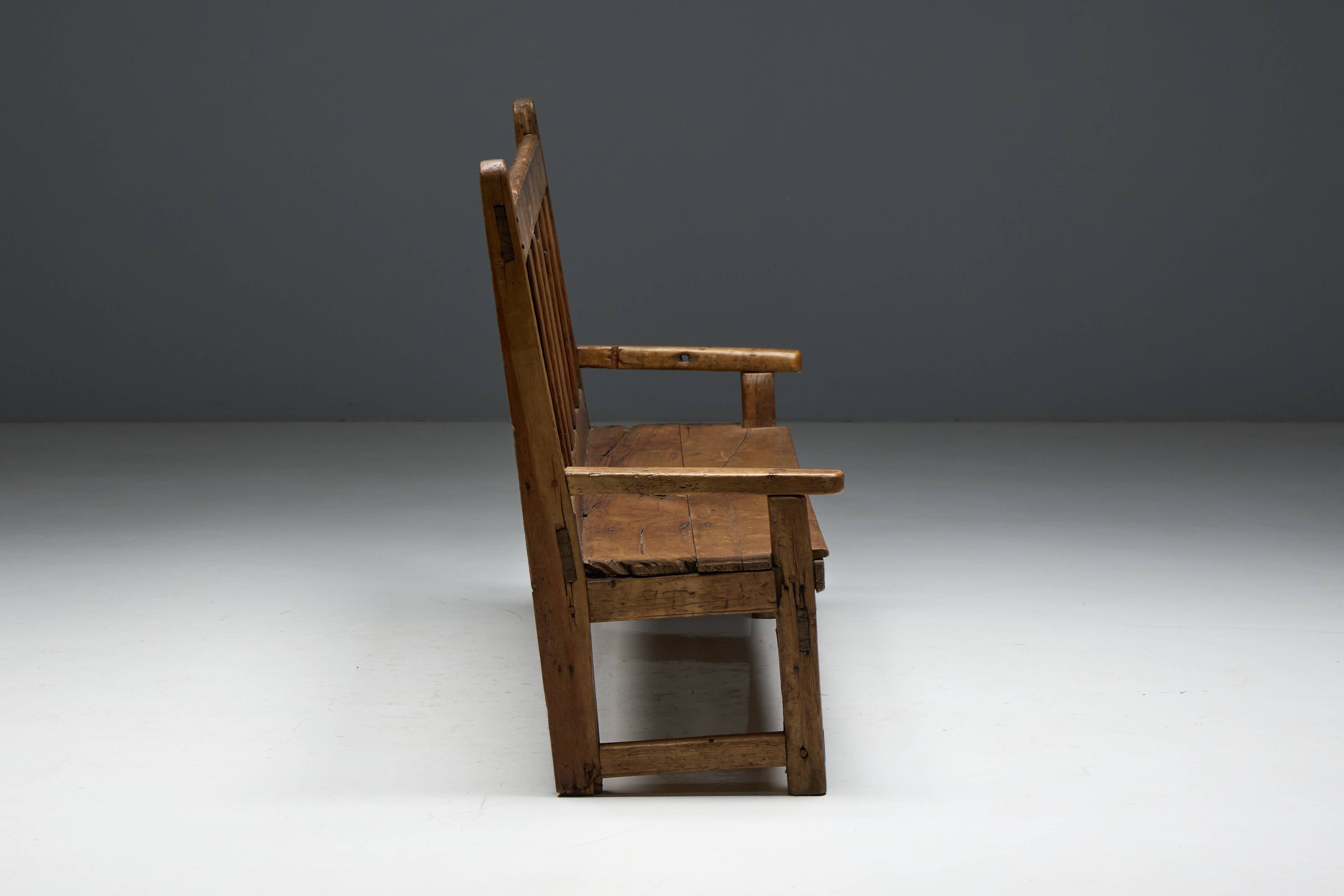 Rustic Travail Populaire Bench, France, 19th Century