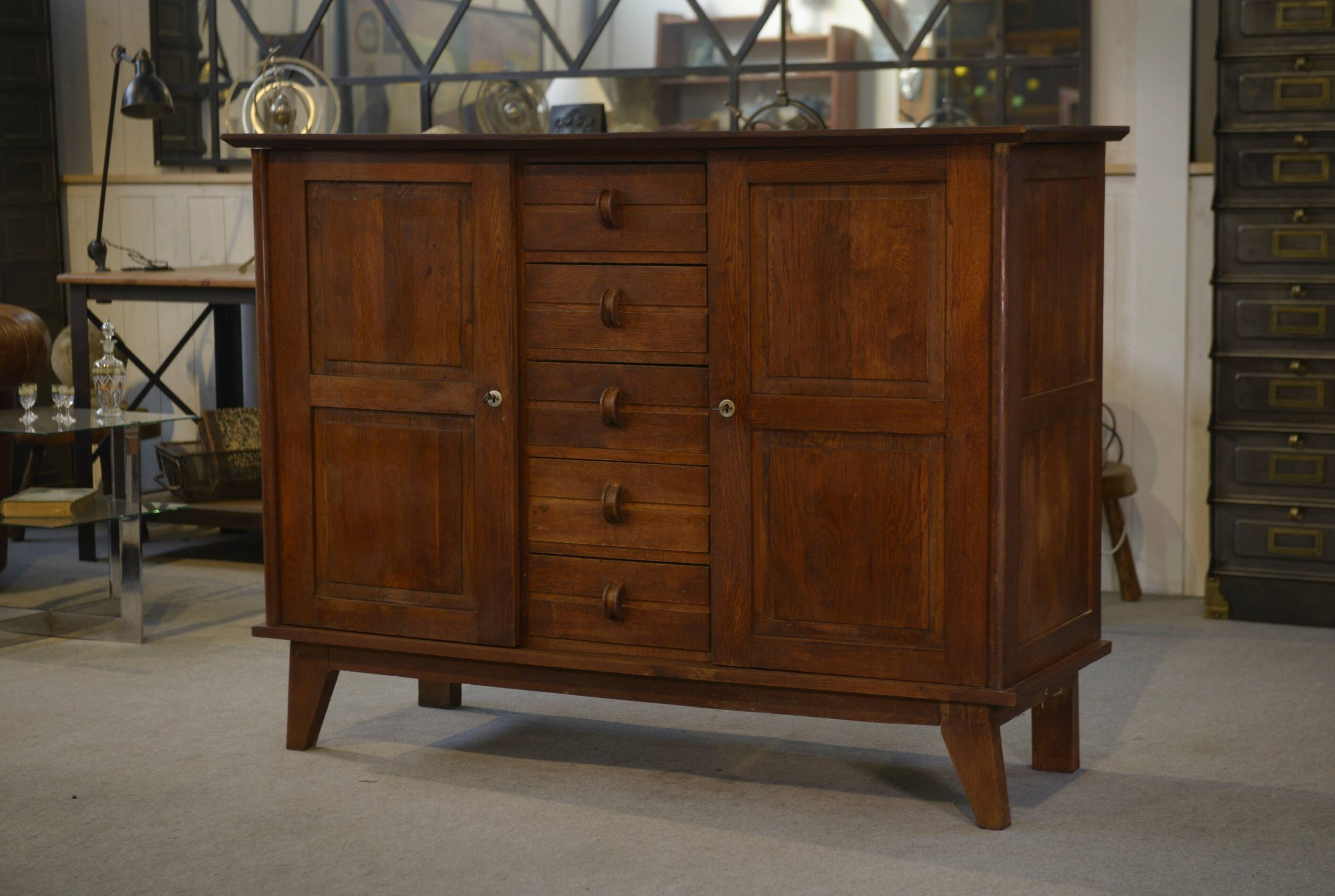 Oak buffet reconstruction by René Gabriel 1940s