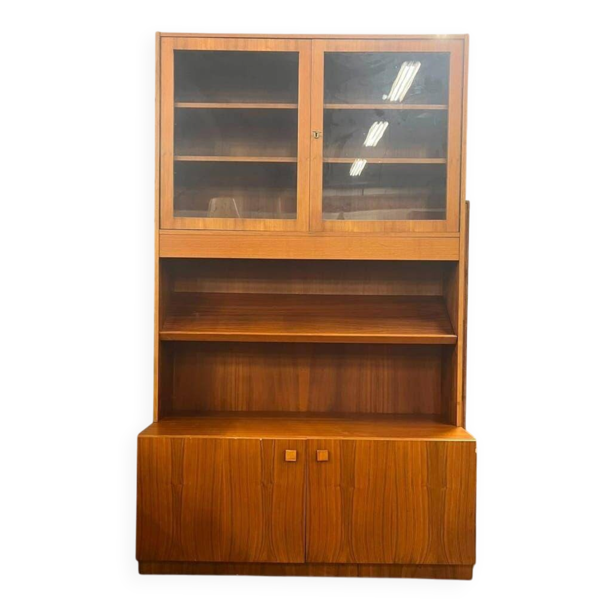 Vitrine/bibliothèque/étagère vintage en bois