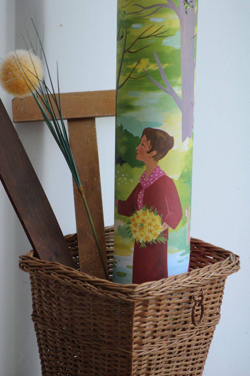Wicker wastebasket