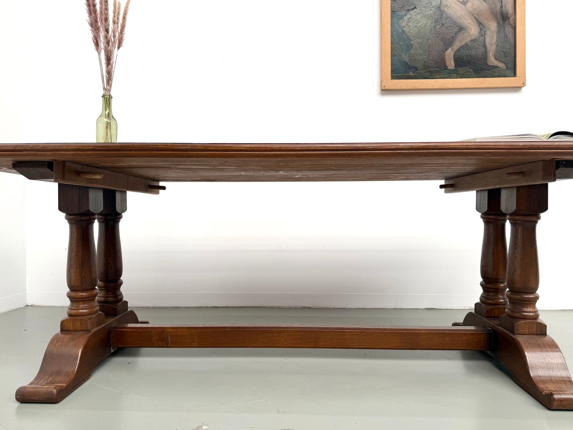 Table de ferme bourgeoise en chêne, années 50