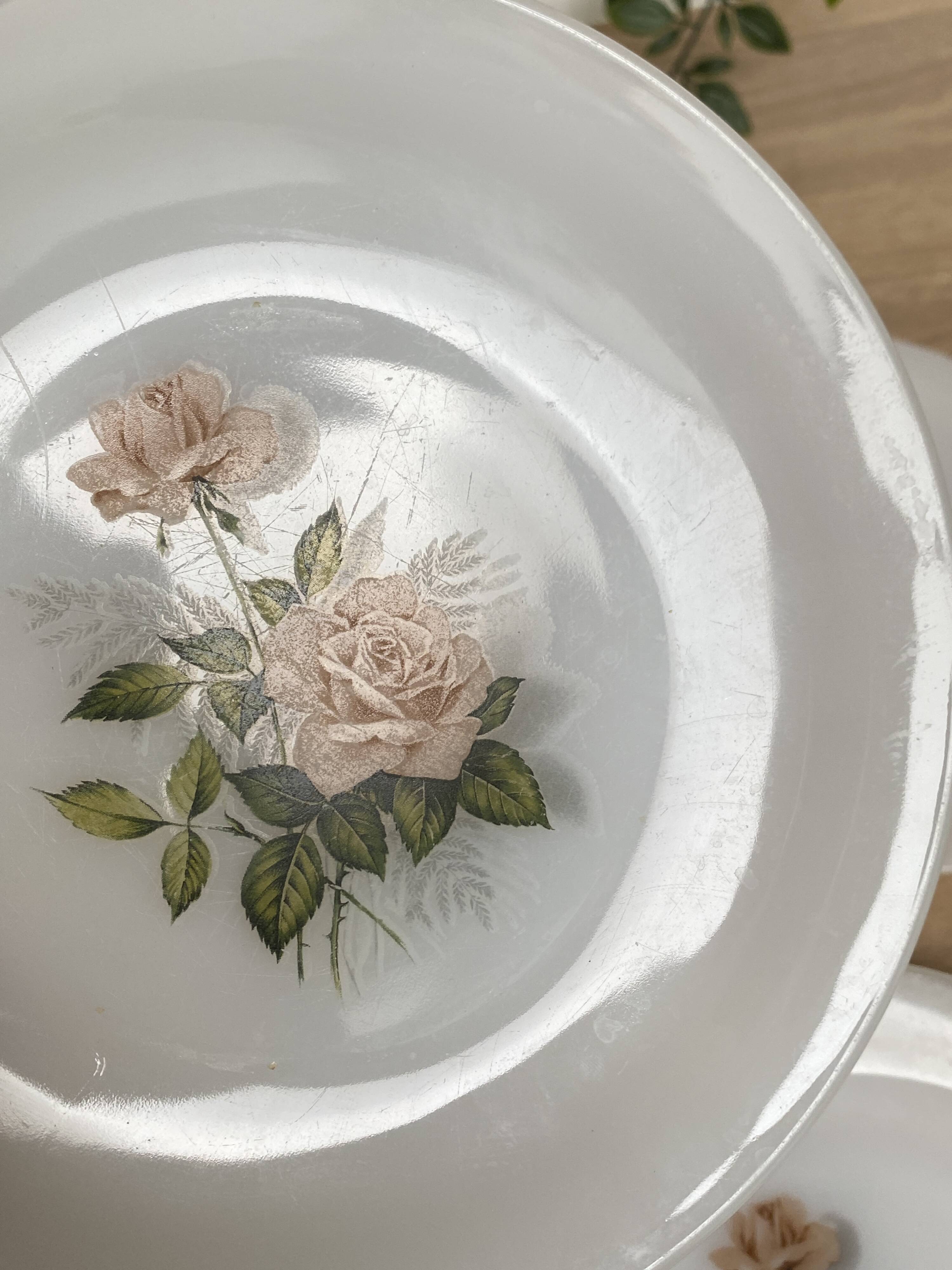 Set of 6 Arcopal Rose de France dessert plates