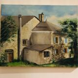 Cottage landscape oil on canvas signed