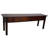 Vintage Large French Teak Rustic Colonial Farmhouse Side Table