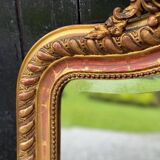 Louis XV Style Mirror In Stuccoed And Gilded Wood Circa 1880, Beveled Glass