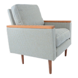 Cube armchair blue houndstooth