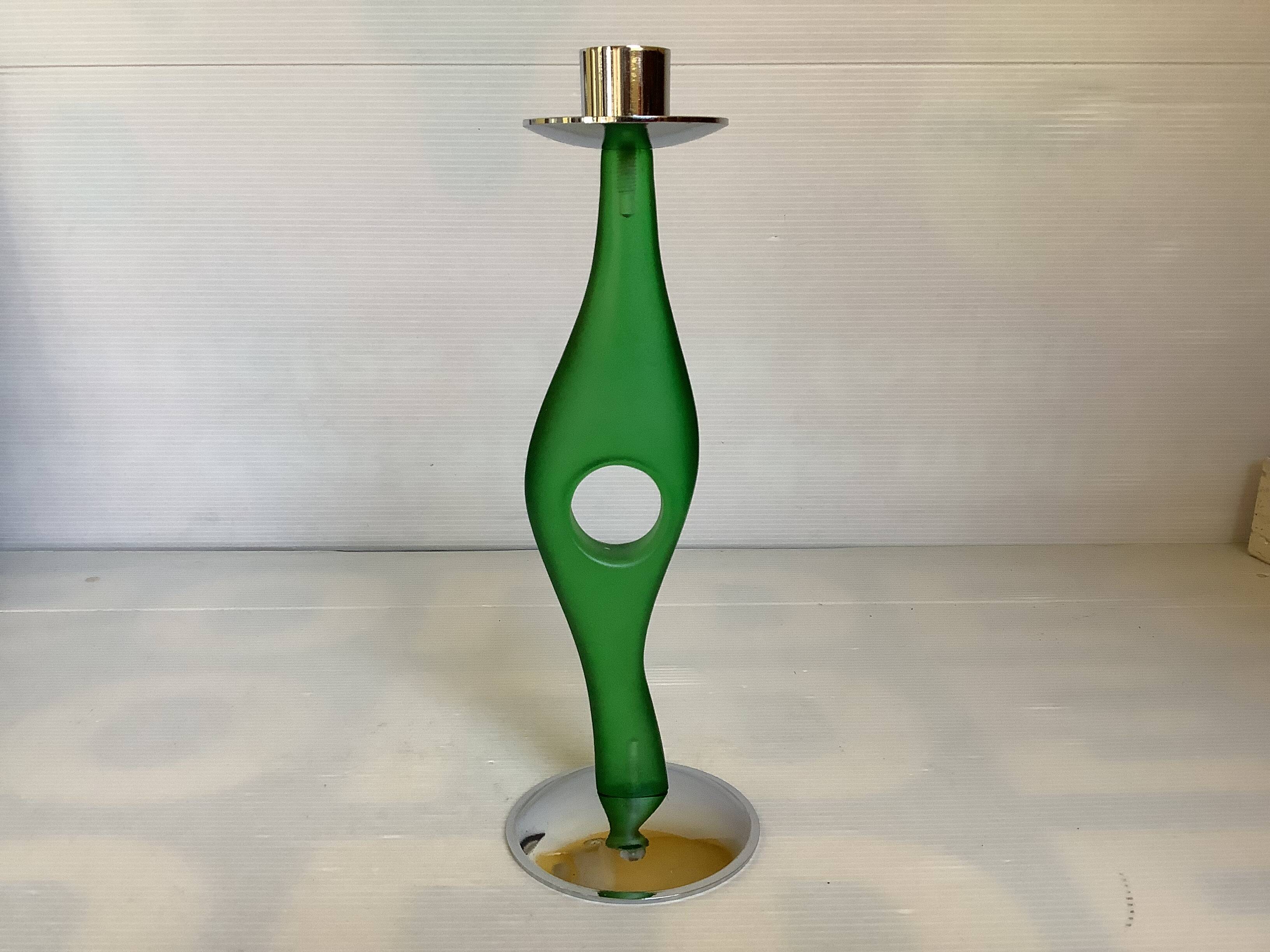 Green free-form candle holder