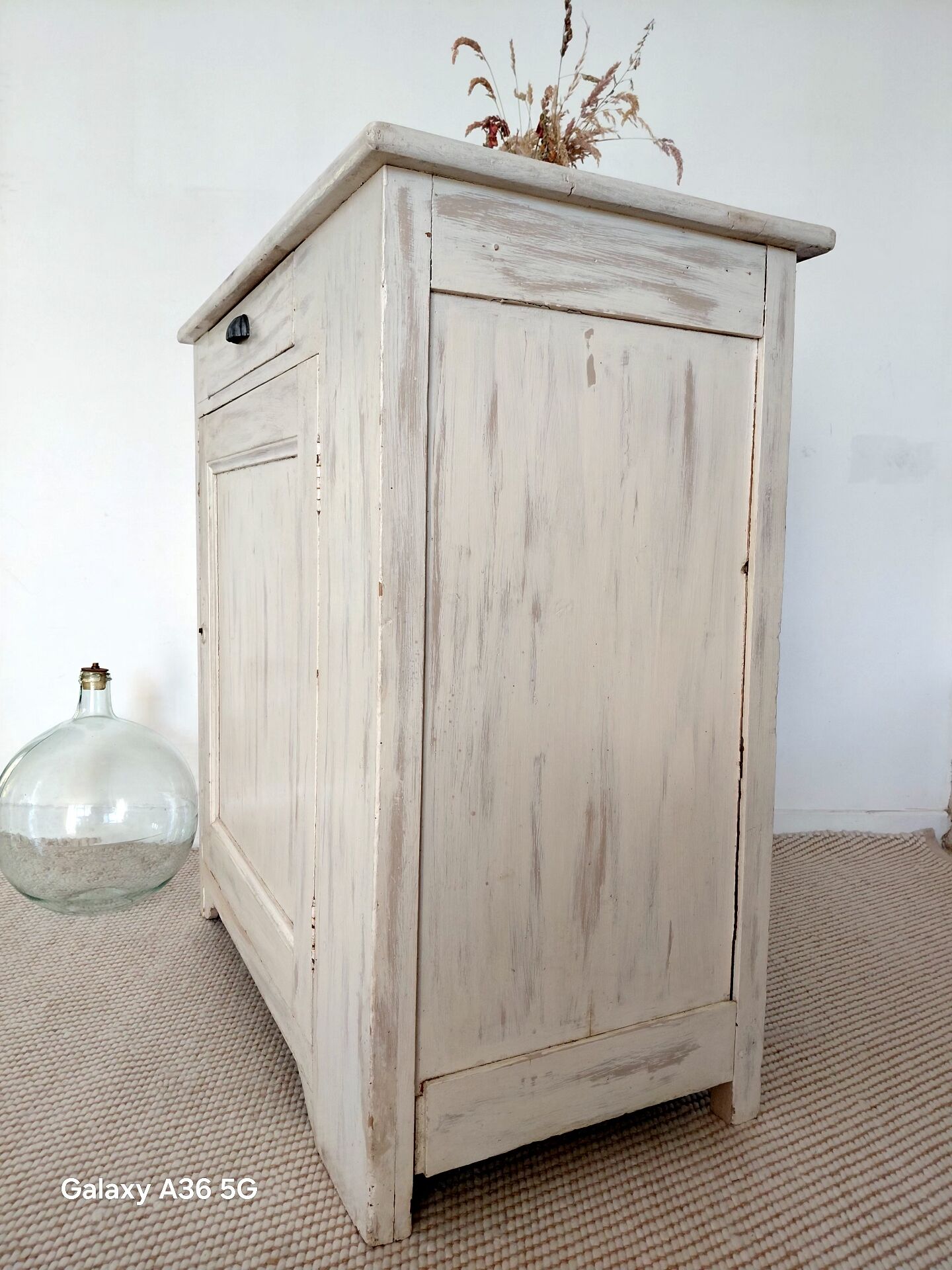 Large confiturier/Low bonnetière vintage artisan 1940 solid wood