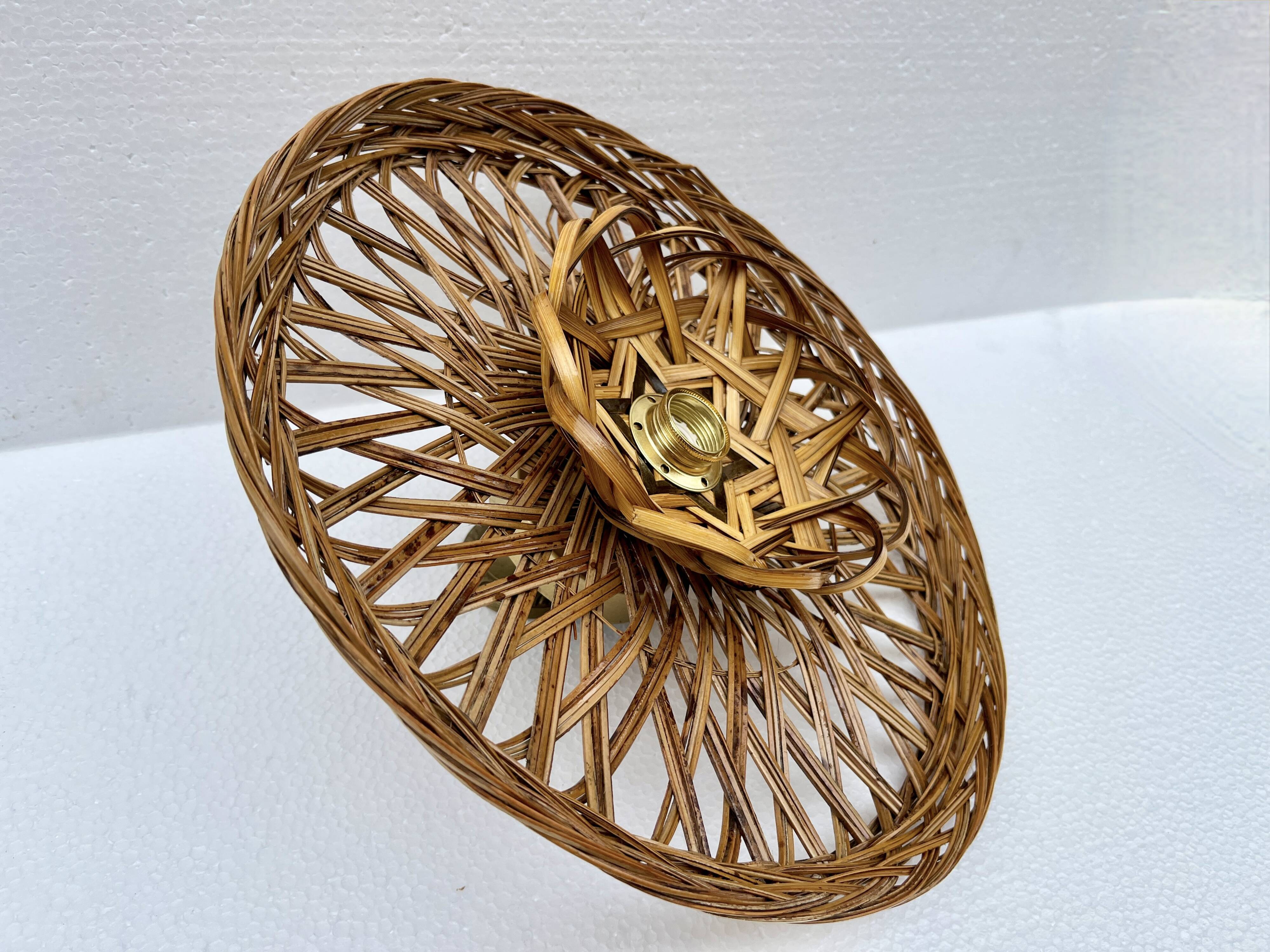 Vintage rattan basket wicker wall light 32 cm