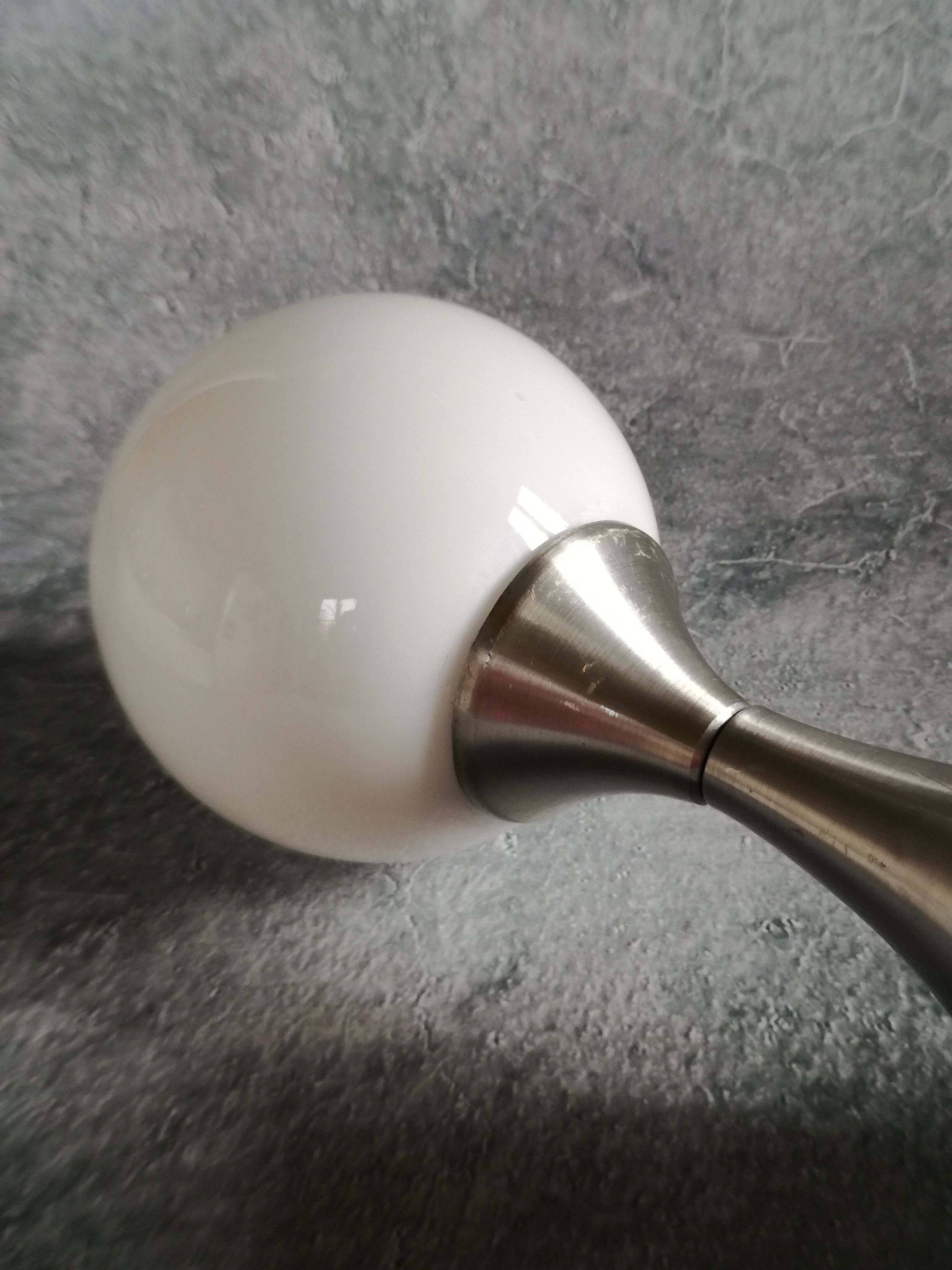 Brushed stainless steel and glass lamp from the 70s