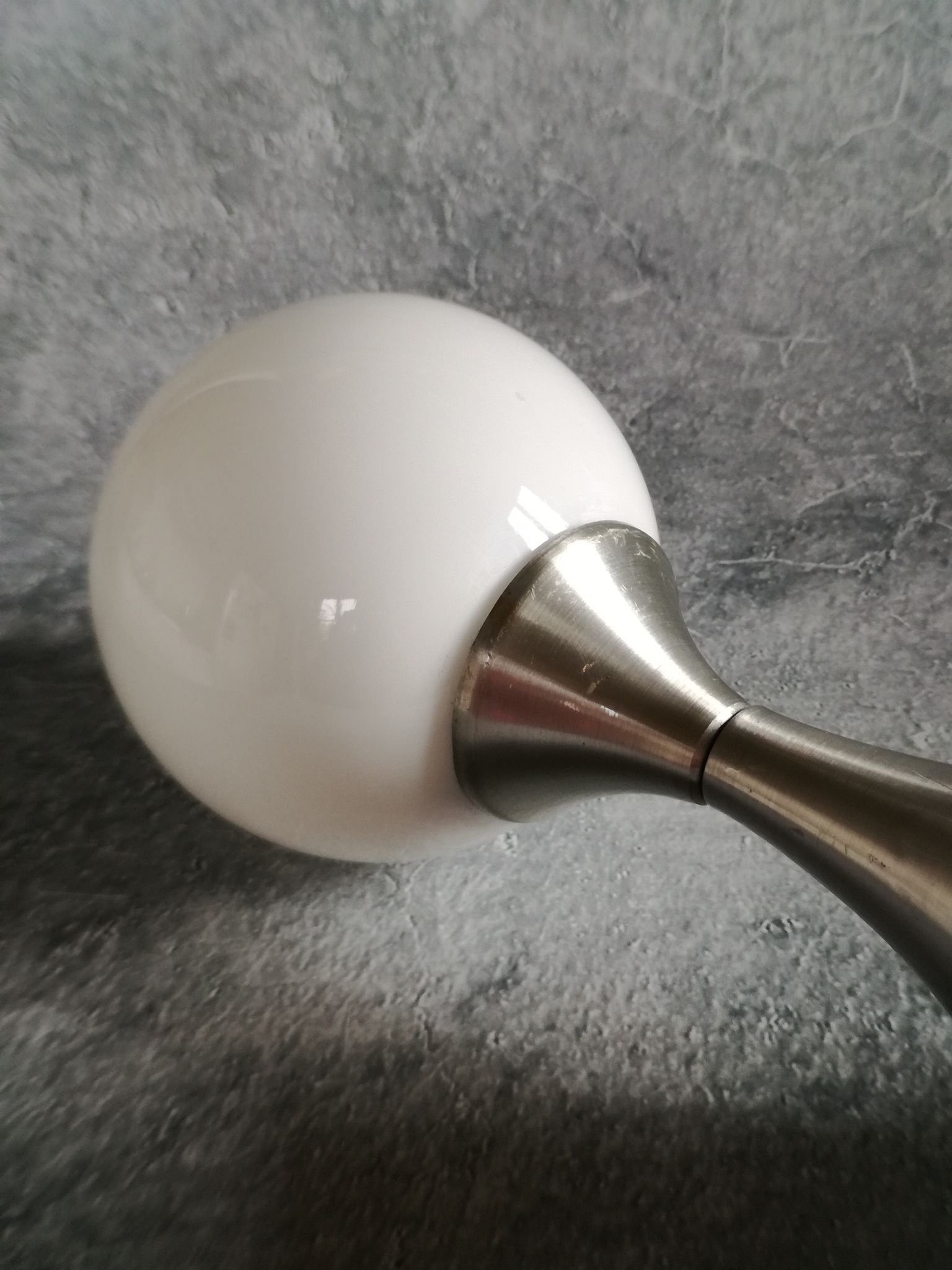 Brushed stainless steel and glass lamp from the 70s