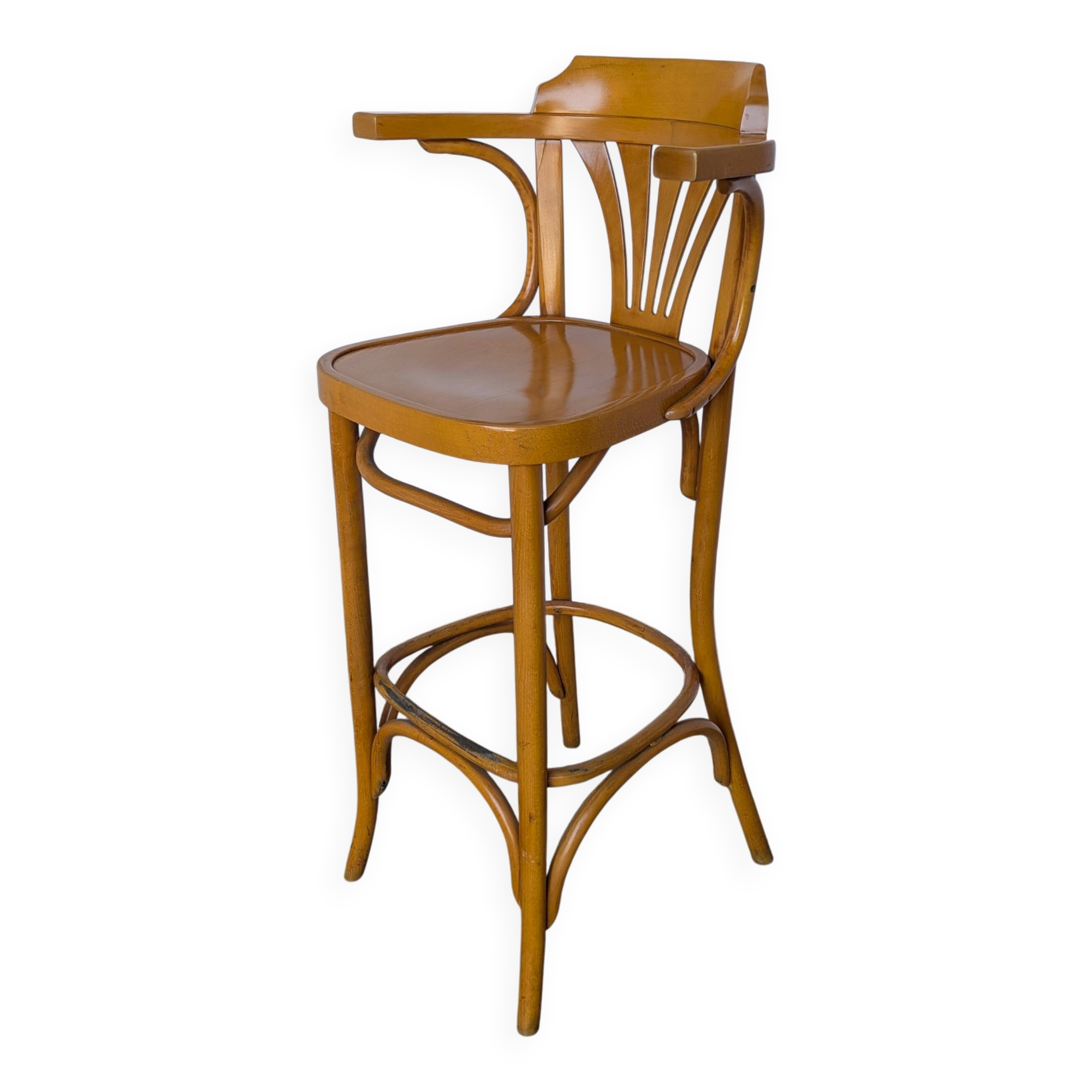 Vintage Bentwood Bar Chair with Armrests, Mid-Century Pub Stool Thonet styl