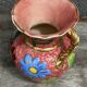 Vase Vallauris rose bonbons décor Floral H 20 cm