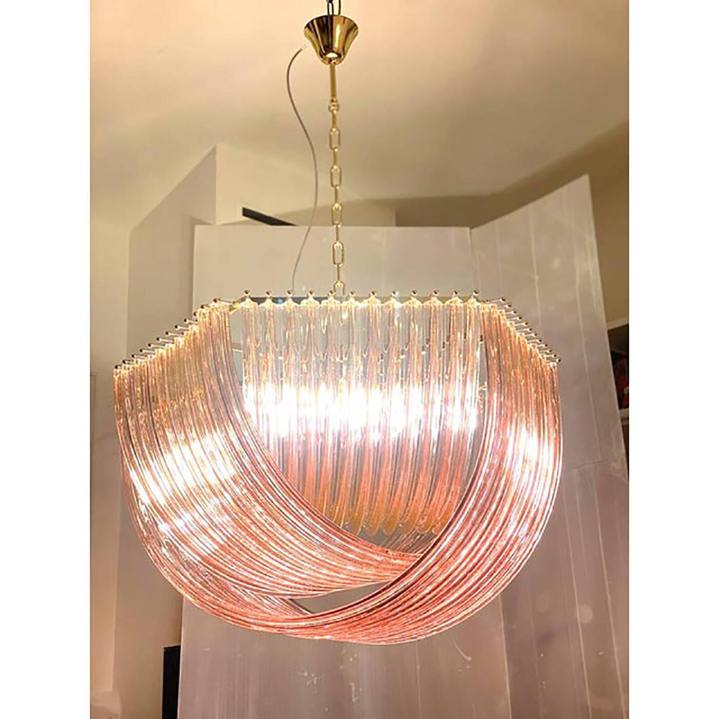Contemporary Exagonal Bundled Triedro Murano Glass Chandelier