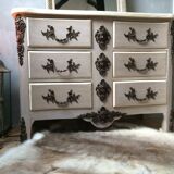 Curved chest of drawers 6 drawers of style xviiith patinated mole