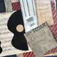 Original Vintage Cubist Collage Guitar Vintage Carved Wood Frame