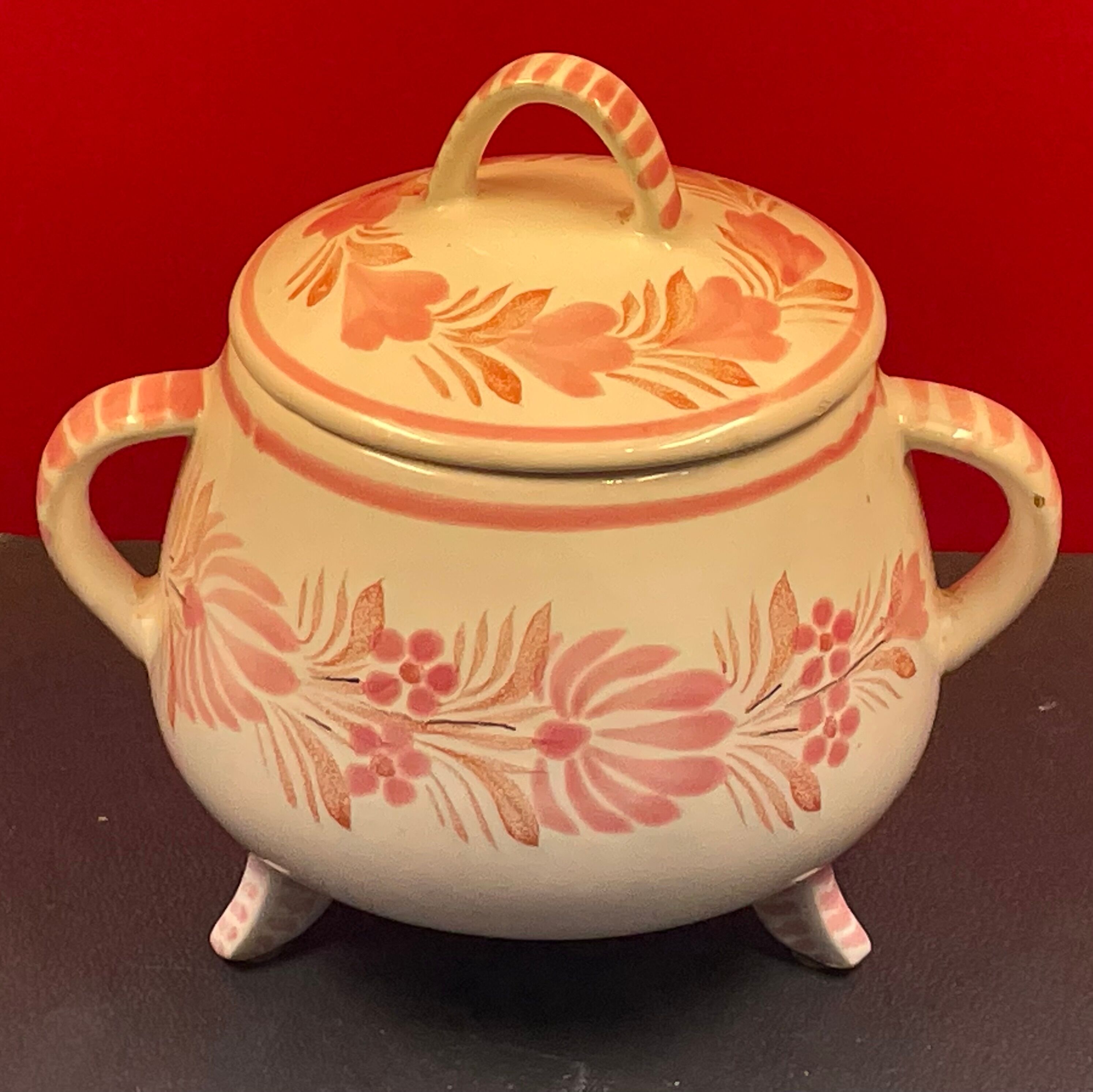 Quimper pot couvert tripode Manufacture HB Quimper H 16 cm