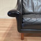 Scandinavian design armchair Aage Christiansen black leather 1950