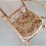 Rocking-chair cannage et assise tapissée