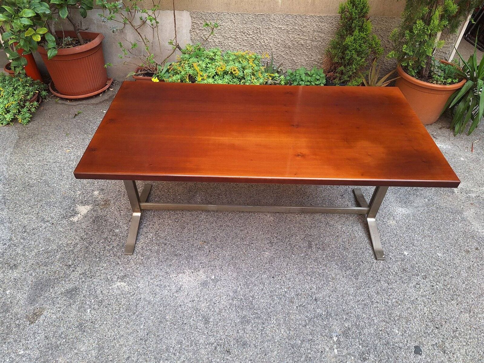 Vintage Desk Table in Wood and Chromed Metal by Gianno Moscatelli for Formanova, 1960s