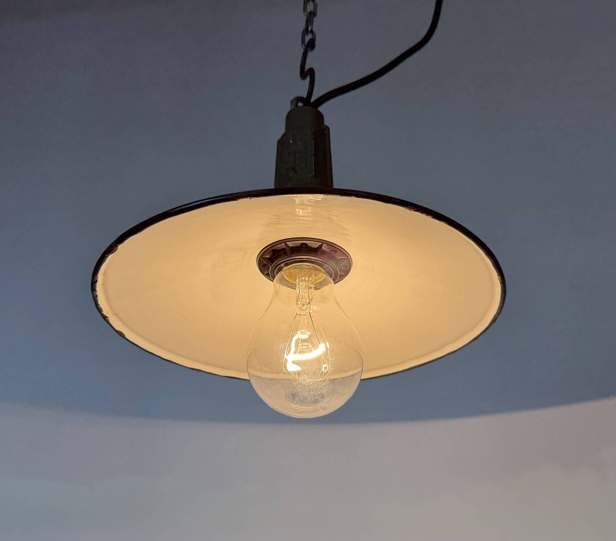 Industrial Petrol Enamel Military Pendant Lamp with Cast Aluminium Top