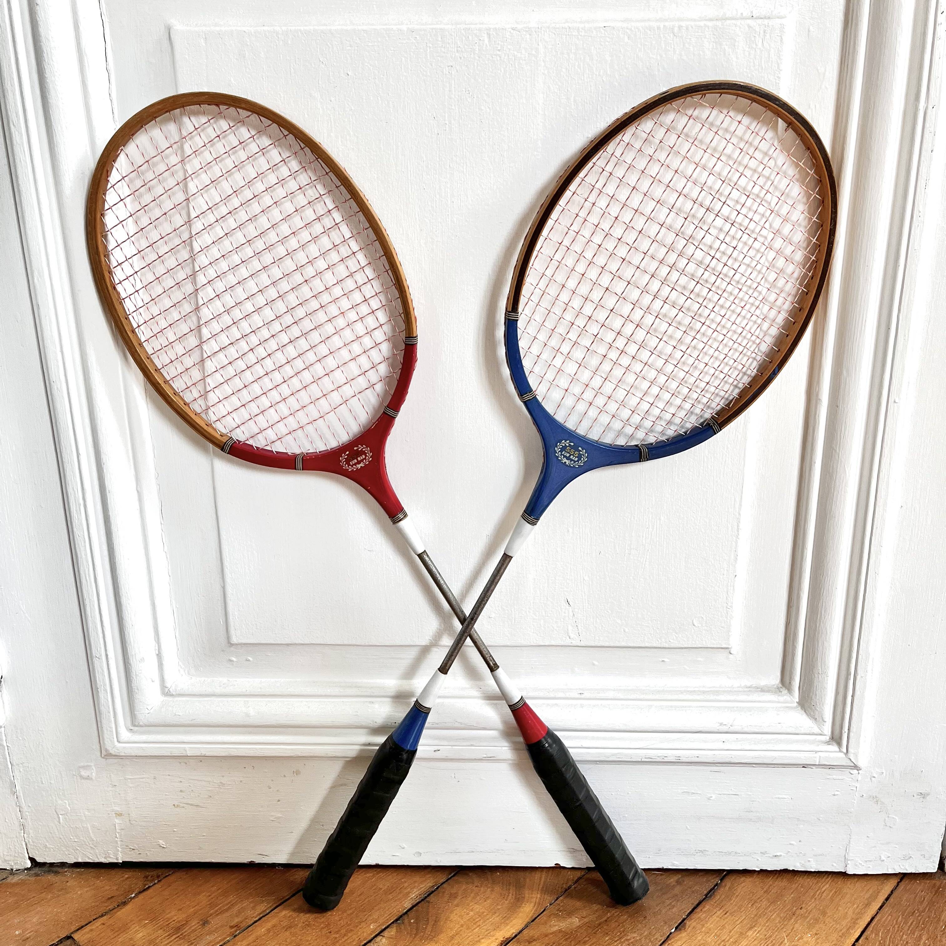 Vintage wooden badminton rackets