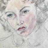 Portrait of a woman, 1950s/1960s. Watercolor and graphite on paper