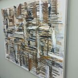 1964 Mid-Century Modern "Forest" Swedish Vintage Abstract Oil Painting, Framed