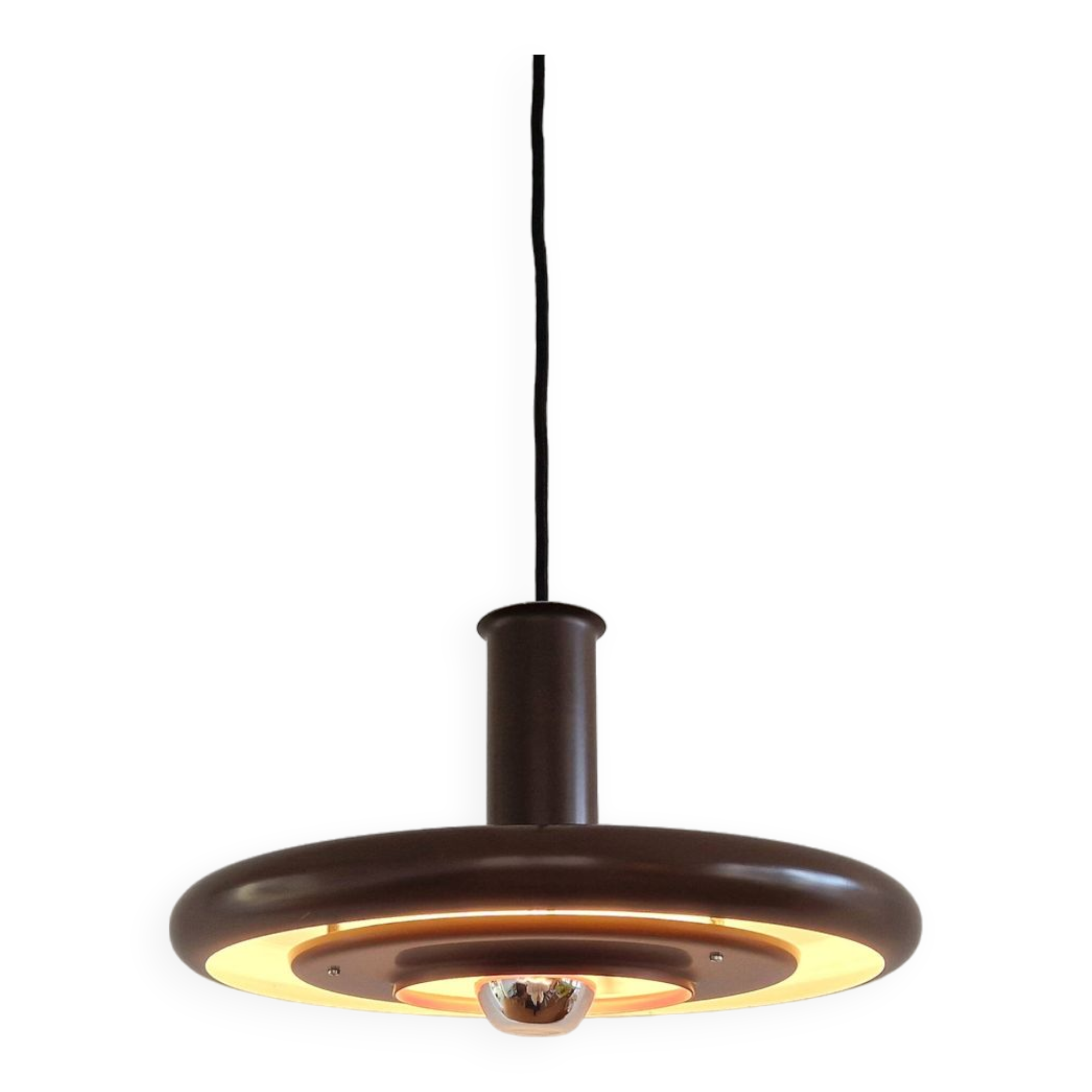 Dark brown Optima pendant lamp by Hans Due for Fog & Mørup, Denmark 1970s