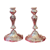 Paire de bougeoirs, flambeaux en bronze argenté
